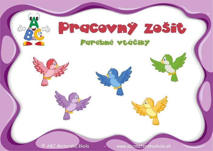 Pracovný zošit farebné vtáčiky